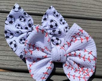 Baseball bow, baseball stitching bow, soccer bow, football bow, baby bow, baby headband bow, baby headband, baseball bows, bow on nylon, bow