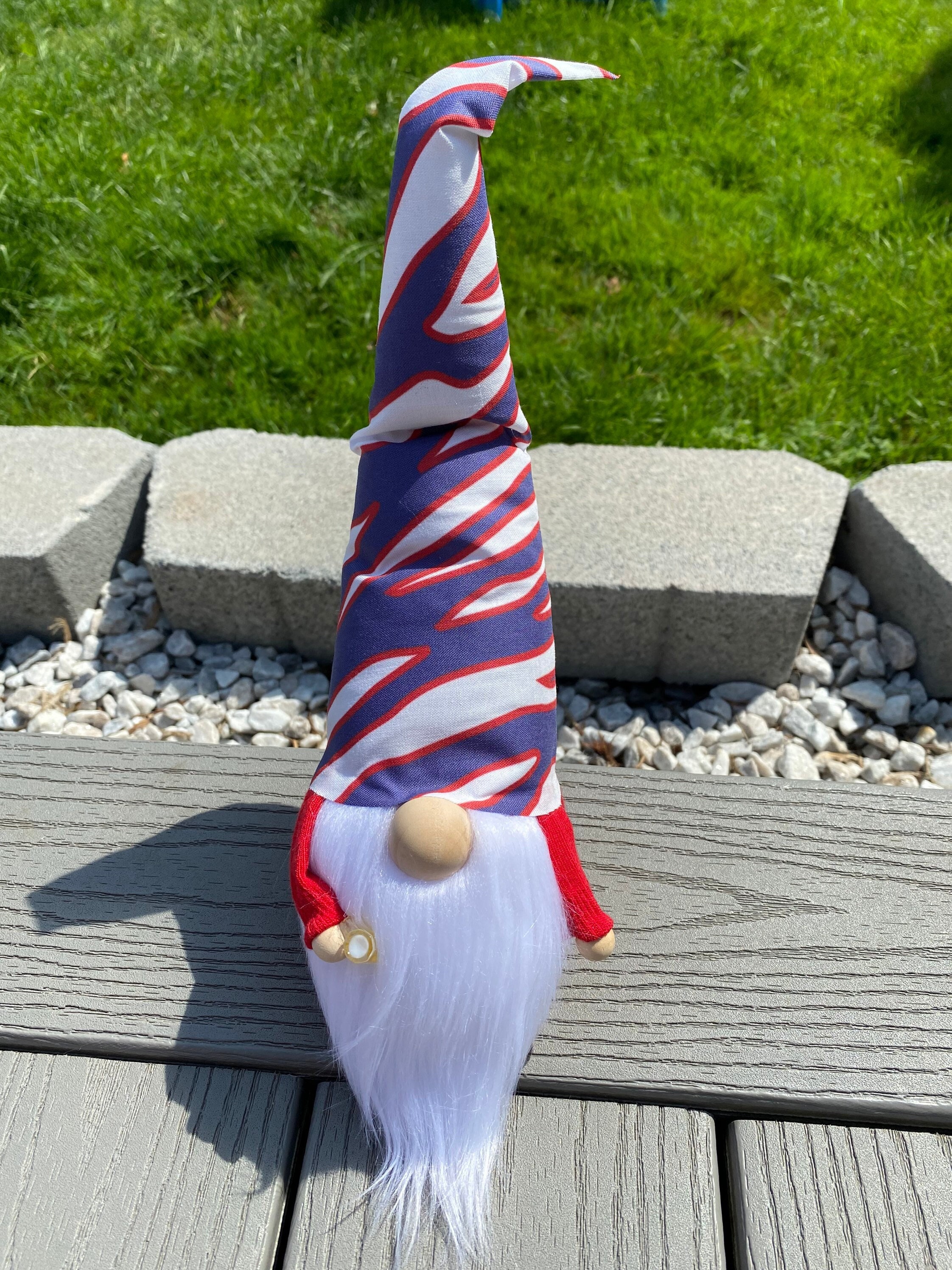Buffalo bills gnome, Bills gnome, Buffalo gnome, football gnome, fall gnome, gnome, shelf sitter, tiered tray gnome, man cave decor,
