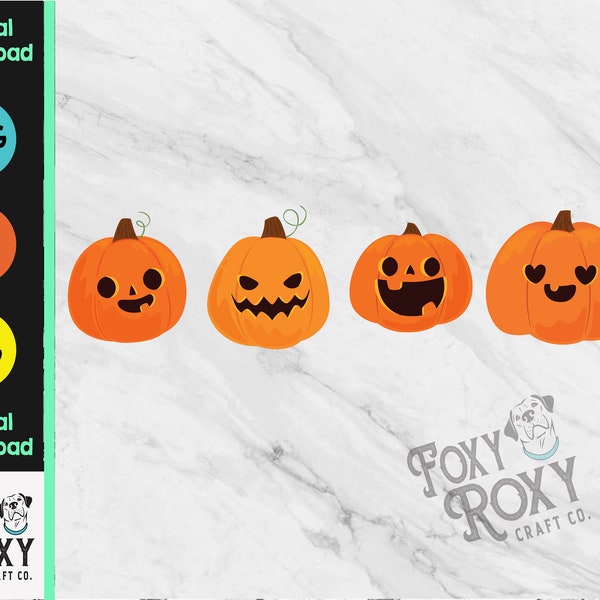 Cute Pumpkin Jack-o-Lanterns PNG | Halloween | PNG jpeg printable | Sub DTG | instant download Digital File