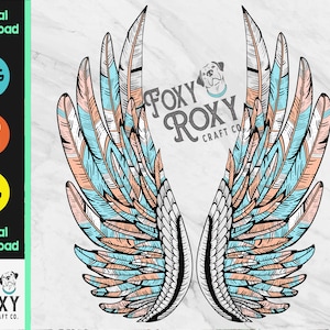 Feathered Wings | PNG | jpeg | printable | Sublimation | DTG | instant download | Digital File
