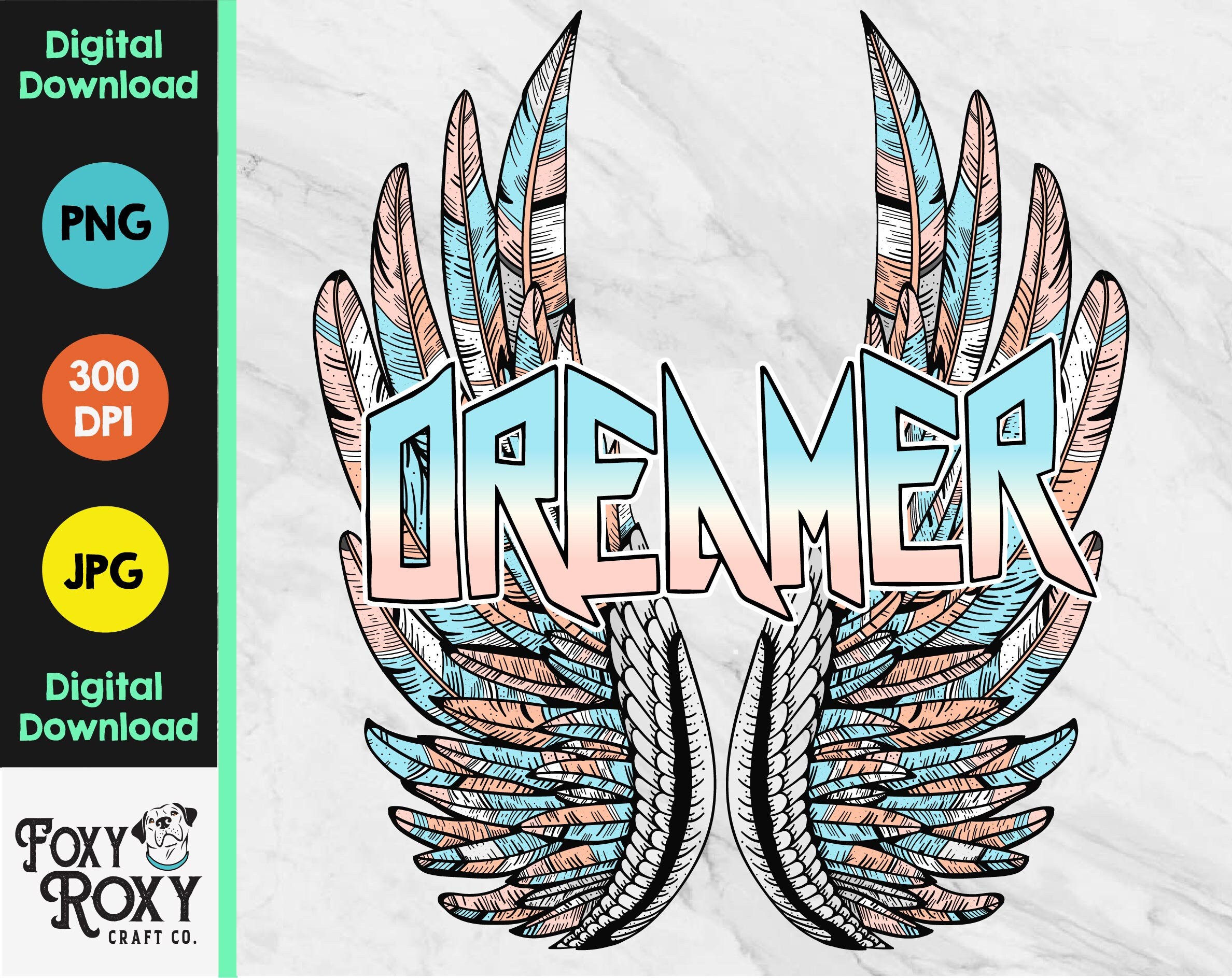 Dreamer with Wings | PNG | jpeg | printable | Sublimation | DTG | ins…