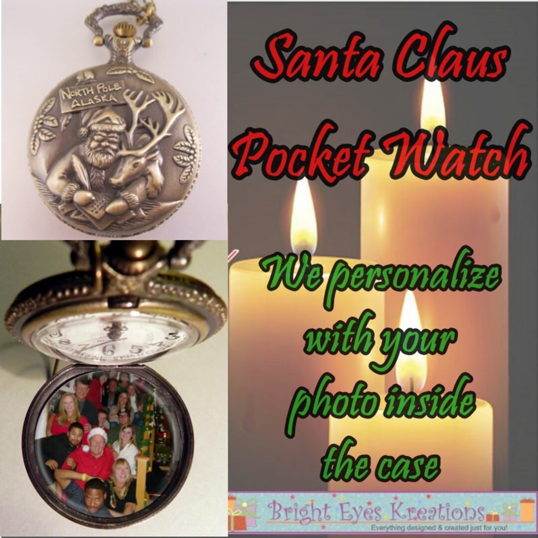 Custom SANTA CLAUS CHRISTMAS North Pole Pocket Watch With or  display picture 3