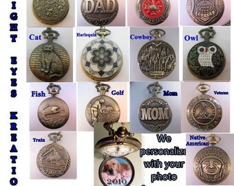 Personalized Pocket Watch with Your Own Photo & Message Custom Made Gifts for Anyone Gifts for Dad Gifts for Him Gifts for Men Gifts for Son