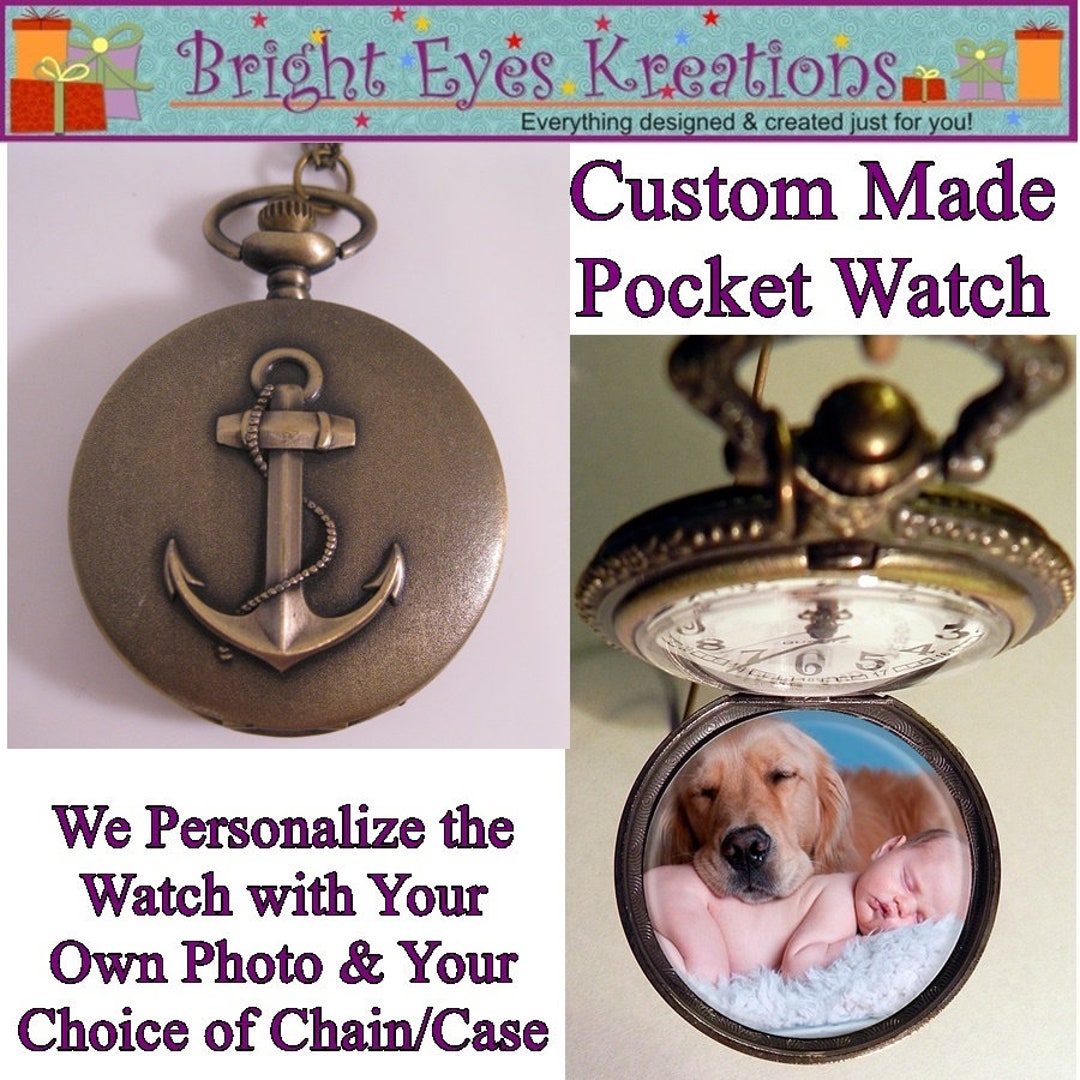 Custom ANCHOR Pocket Watch With or Without Your Personalized Photo