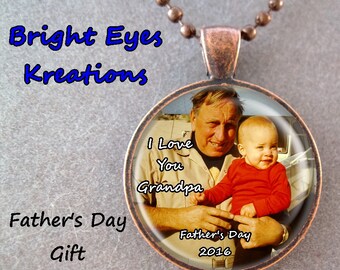 FATHER'S DAY Gift Personalized Photo Pendant or Key Chain Custom Made with Optional Message Memorial Wedding Birthday Anniversary Gift