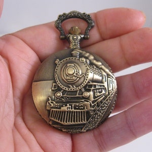 Antique Train Engine Railroad Pocket Watch with or without Your Photo w/31 Chain OR 14 Belt Chain OR Case Gifts for Dad Gifts for Men image 5