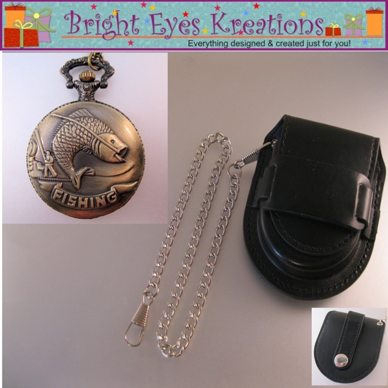 Fisherman Pocket Watch W/your Personalized Photo W/your Choice Etsy