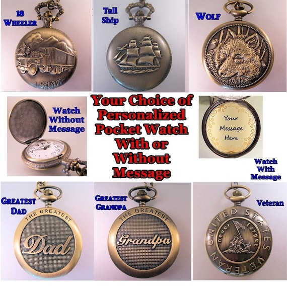 Pocket Watch with Your Personalized Message w/Your Choice of Etsy