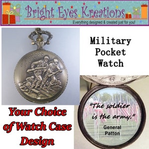 CUSTOM US MILITARY Pocket Watch with Your Choice of Case & Chain Unisex Gifts for Marine Gifts for Soldier Gifts for Marines Gifts for Men