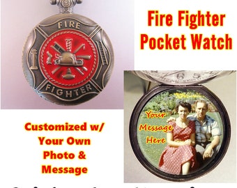 Firefighter 24k Gold Plated Pocket Watch in Luxury Gift Box  display picture 2