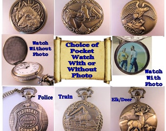 Pocket Watch with Your Optional Personalized Photo & Choice of Chain Gifts for Dad Gifts for Brother Gifts for Son Gifts for Husband