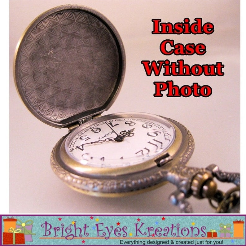 Custom COWBOY Pocket Watch with or without Your Personalized Photo Inside w/Your Choice of Chain Gifts for Guys Gifts for Him Gifts for Kids image 4