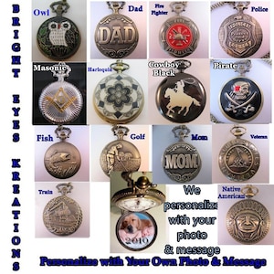 Reloj de bolsillo personalizado con tu propia foto y mensaje Regalos personalizados para mamá Regalos para papá Regalos para él Regalos para hombres Regalos para hijo
