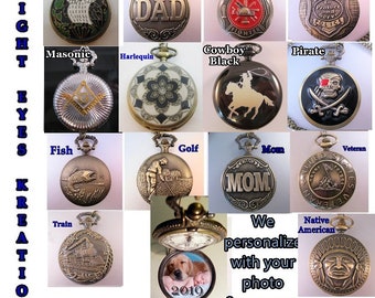 Personalized Pocket Watch with Your Own Photo & Message Custom Made Gifts for Mom Gifts for Dad Gifts for Him Gifts for Men Gifts for Son