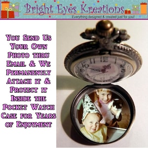 Custom COWBOY Pocket Watch with or without Your Personalized Photo Inside w/Your Choice of Chain Gifts for Guys Gifts for Him Gifts for Kids image 2