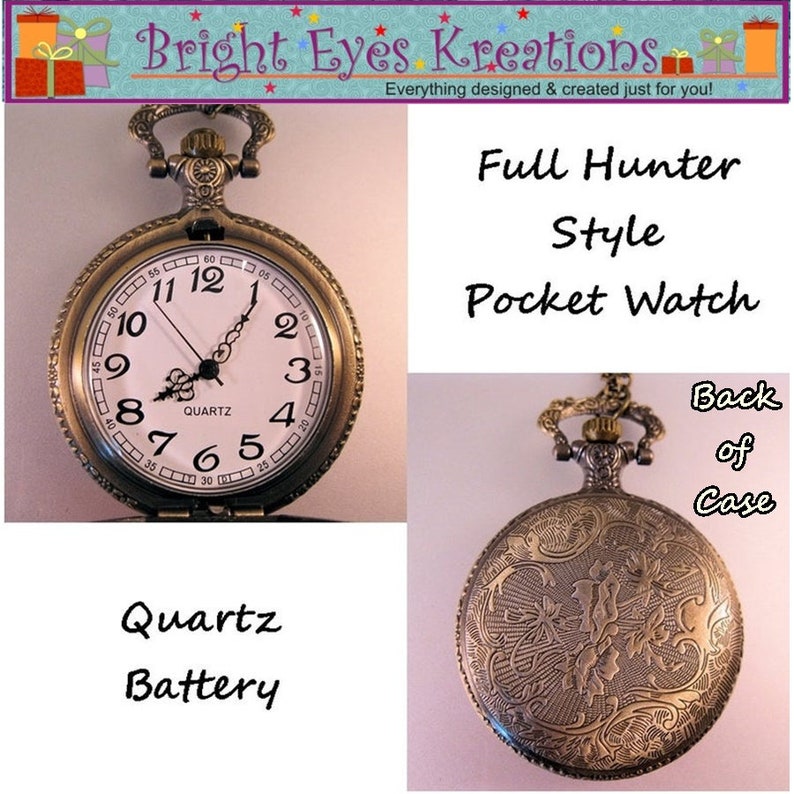 Personalized Photo & Message Fishing Fisherman Fish Pocket Watch Custom Made w/31 Chain OR 14 Belt Chain or Case Gift for Fisherman image 3