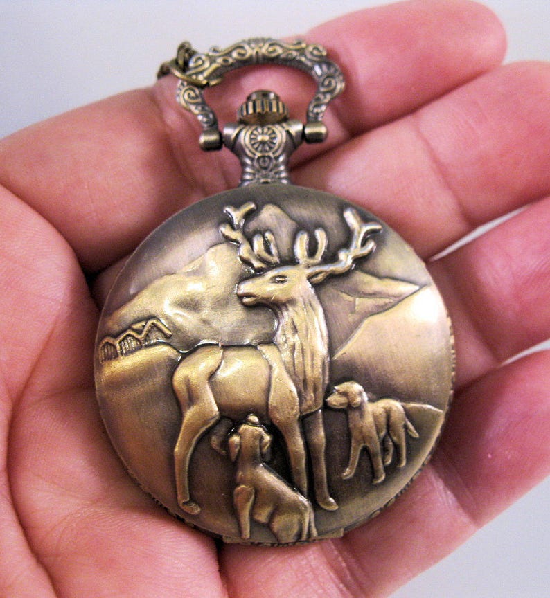 Elk Deer Hunter Custom Pocket Watch w/ Personalized Photo Etsy