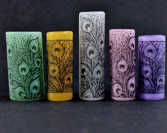 Now we fully understand the term proud as a peacock Fiber Bead Artisan jewelry bead Textile bead Set of 8 Fabric Beads Dreadlock tube
