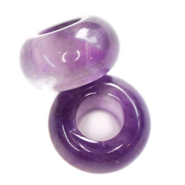 Amethyst Dread Beads - Set of 2 beads - 6mm beads hole - Dreadlocks, Dread Jewelry, Dread Accessories, Loc beads  Stone Dread Beads