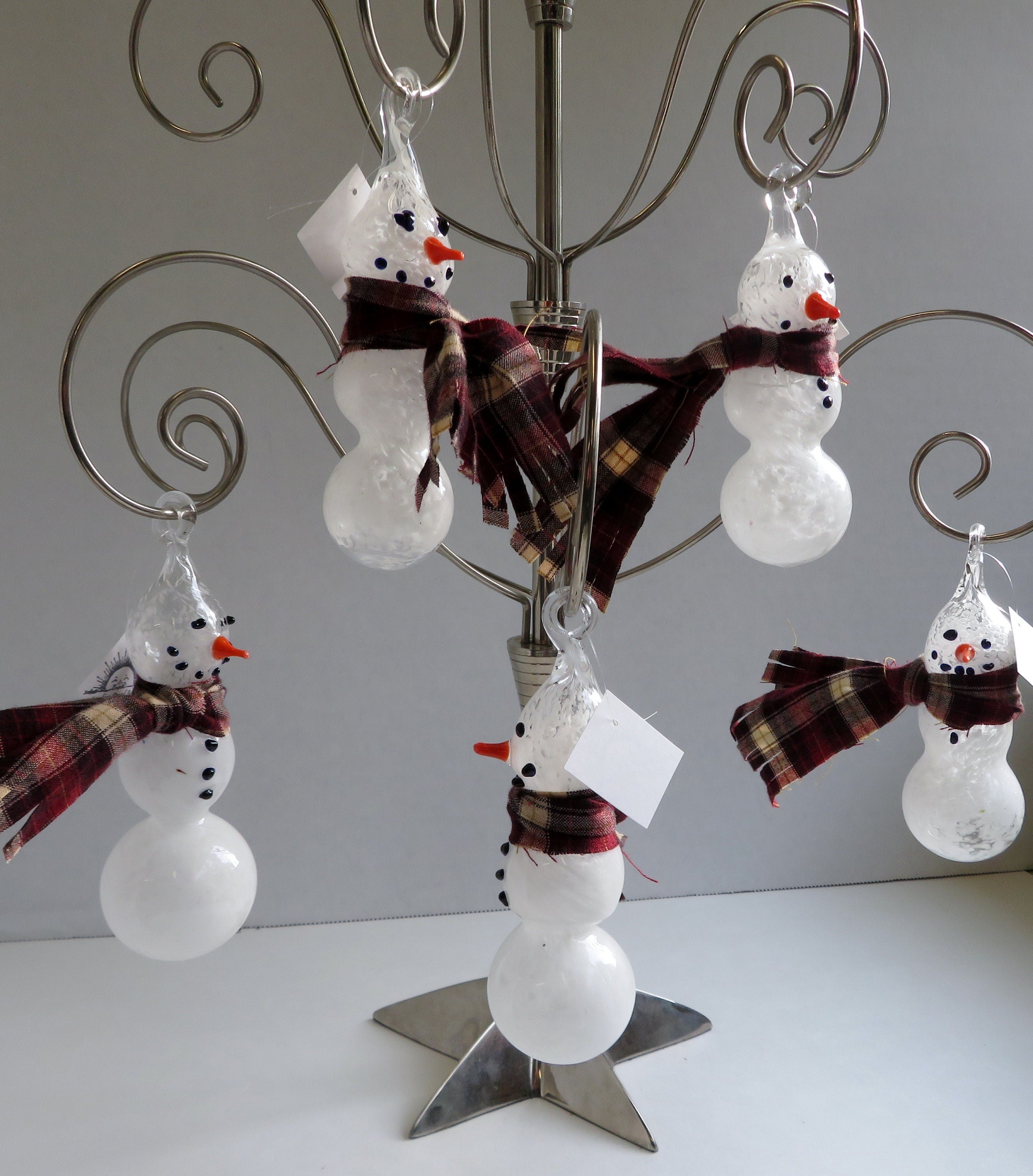 Snowman Ornament Hand Blown Glass Snowman Ornament Glass Etsy