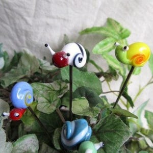Glass Snail Plant Pals, House plant and Fairy Garden Decor