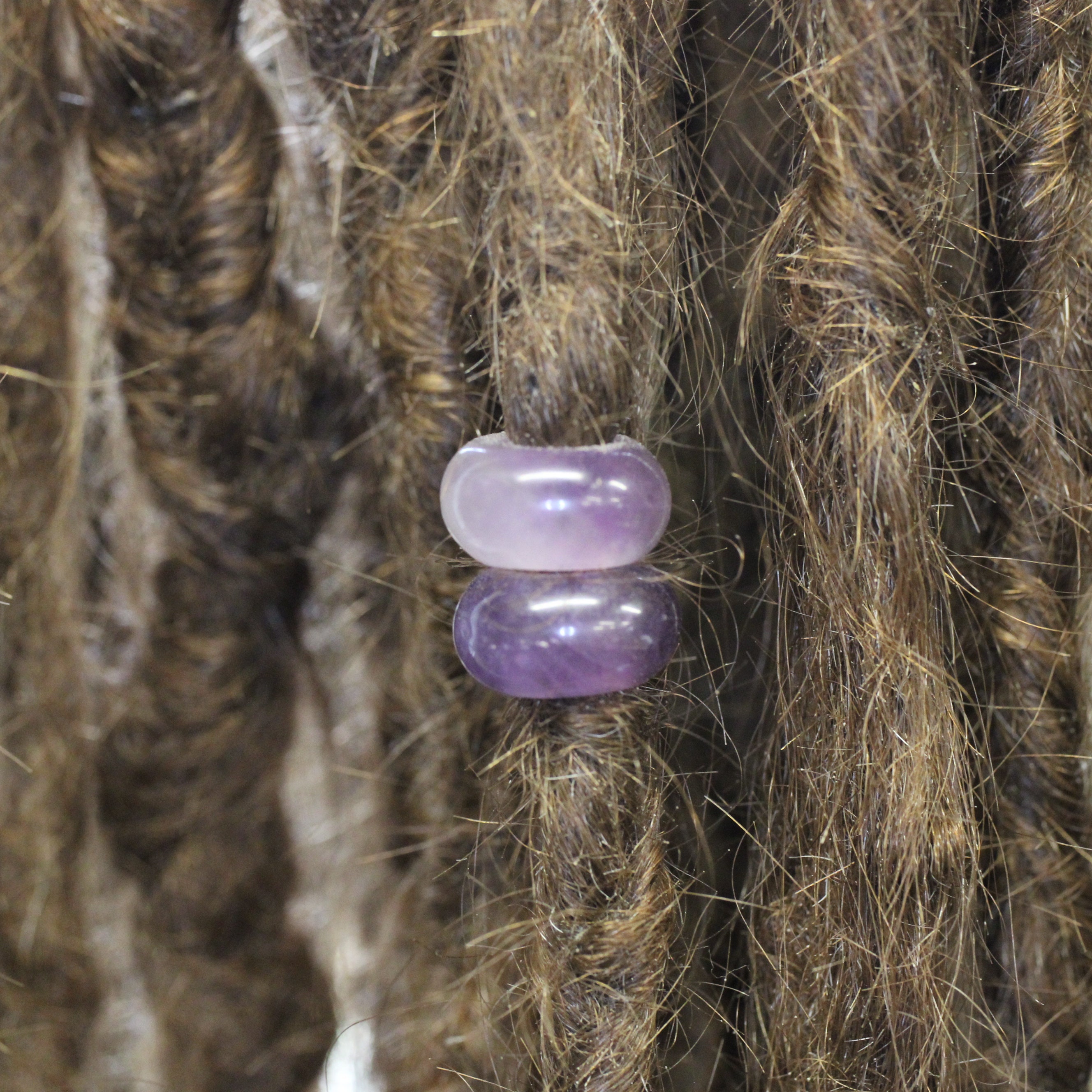 Purple Amethyst Dread lock Bead Set of 2 beads 6mm ID beads hole