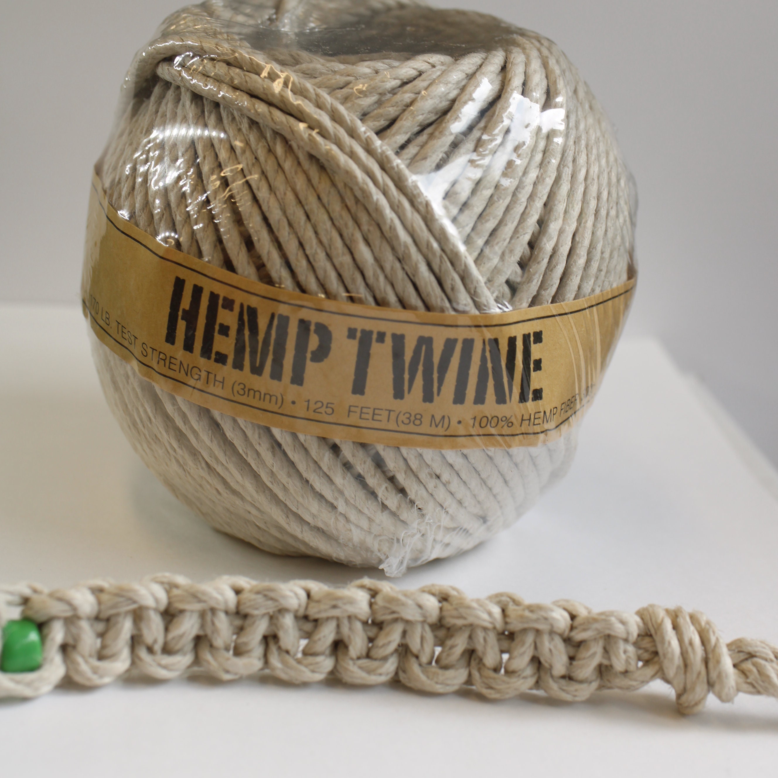 Hemp twine Natural 3mm 170lb test strength, Hemp Jewelry Supplies
