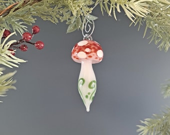 Blown Glass Mushroom Ornament, Cottagecore Mushroom Gift, Made to Order