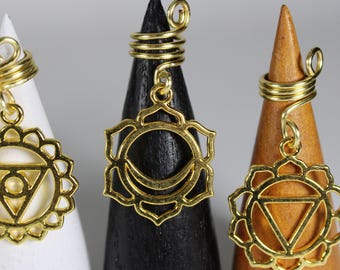 Cuentas para rastas con diseños de chakras surtidos - Se venden por unidad - Cuentas de metal para rastas, accesorios para rastas, cuentas para rastas, dijes para rastas, joyería para rastas