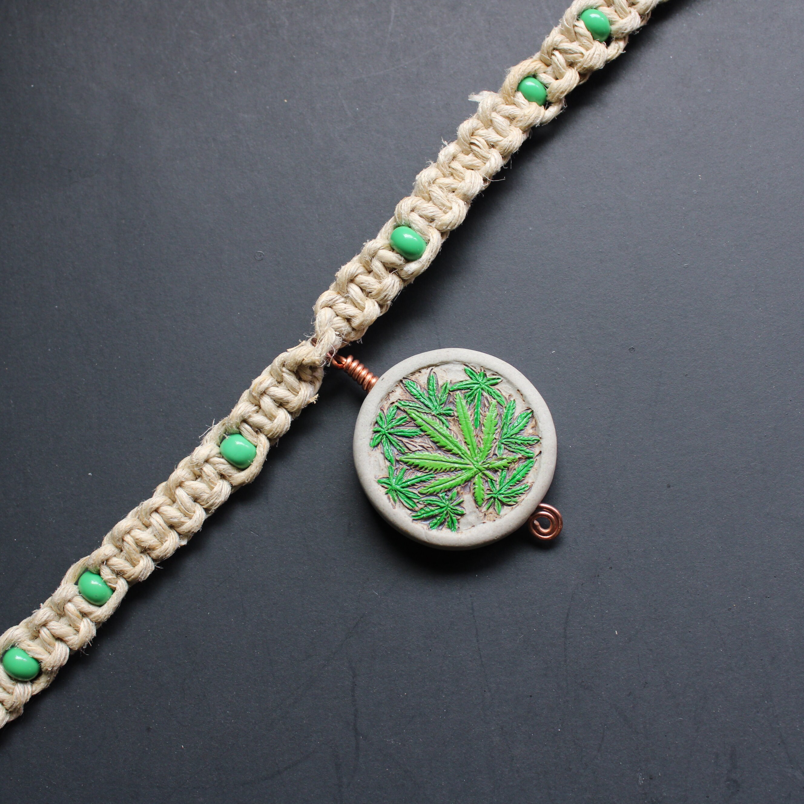 MArijuana Pendant Hemp Necklace Stoner Jewelry Festival Gear