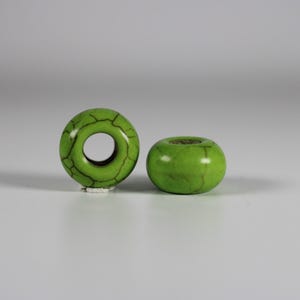 Green Howlite Dread Beads // 6mm Bead Hole - 2 pack // Stone dread beads, Rainbow Dreadlock Bead, Dread Jewelry,  Dread Accessories,