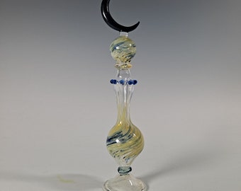 Blue Moon Potion Bottle - Handblown Glass Perfume Bottle Collection