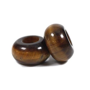 Tigers Eye Dread Bead / Set of 2 beads - 6mm bead hole / Dreadlock Beads, Dread Jewelry, Dread Accessories, Loc Jewelry,   Stone Dread Beads