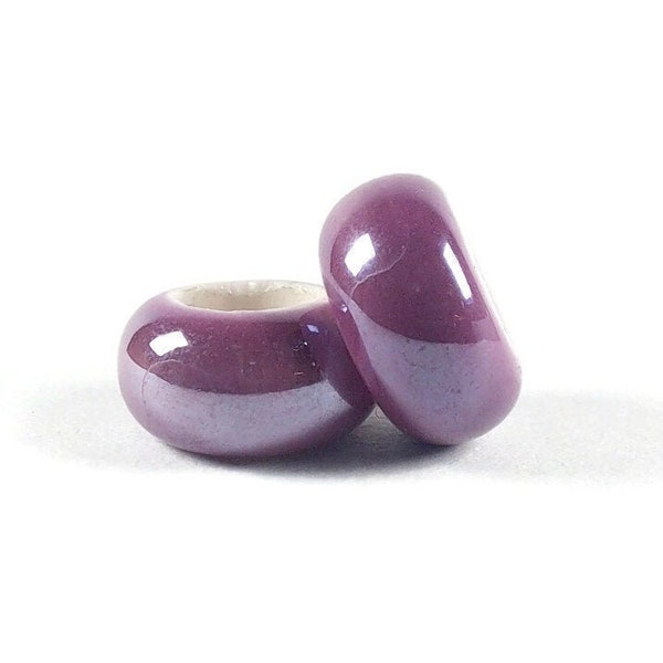 2 Pack Purple Ceramic Dread Beads - 5mm Bead Hole - Dread Lock Beads, Hair Beads, Dread Accessories, Dreadlock Beads, Large Hole Beads