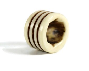 Saturn rings Bone Dread Bead // 6 - 12mm Bead Holes // Dreadlock Beads, Dread Jewelry, Dread Accessories, Large Hole Beads, Hair Beads