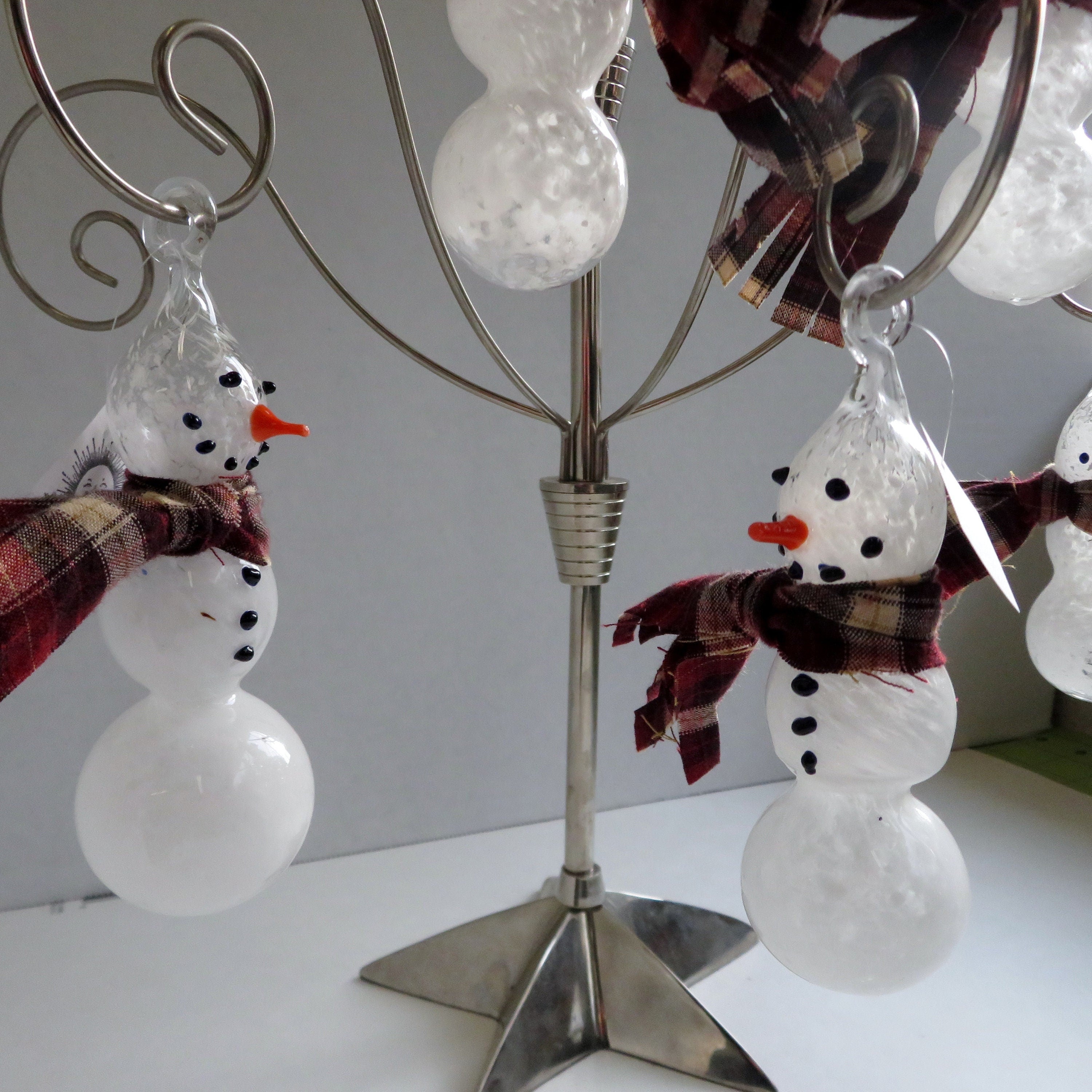 Snowman Ornament Hand Blown Glass Snowman Ornament Glass Etsy