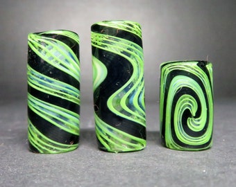 Leafy Green Glass Dread Bead / CUSTOM Style and sizes Options / 4-16mm Bead Holes / Spiral - Wig wag - Twist / Made To Order