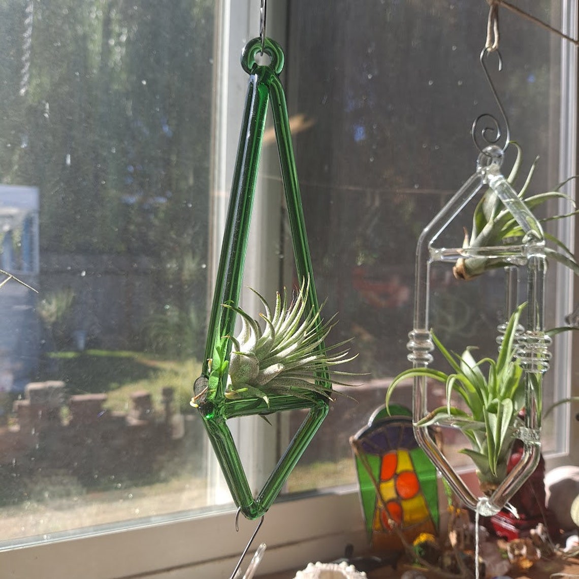 Colored Glass Air Plant Holder Air Plant Holder Desk Air Etsy