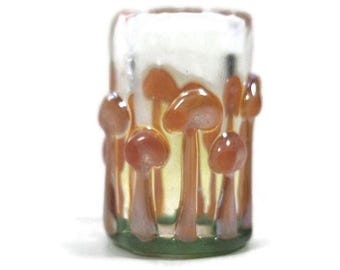 Little Brown Mushrooms Glass Dread Bead, CUSTOM Bead Hole Sizes 4-16mm