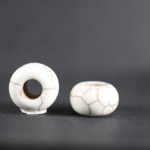 White Howlite Dread Beads // 6mm Bead Hole - 2 pack // Rainbow Dread Bead, Rainbow Dreadlock Bead, Dread Jewelry,  Dread Accessories, 6A31