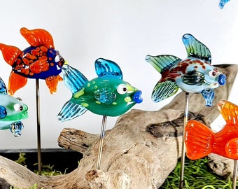 Glass Fish Plant Pals, House plant and Fairy Garden Decor