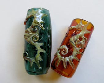 Seahorse Glass Dread Bead, CUSTOM Bead Hole Sizes 4-16mm