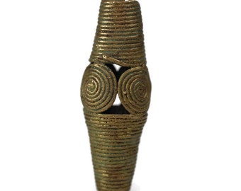 Cono espiral de latón africano Dread Bead - agujeros de cuentas de 4 mm - Cuentas de miedo de latón, cuentas de agujero grande, 4D049, , cuenta de miedo de metal, cuenta de miedo de metal