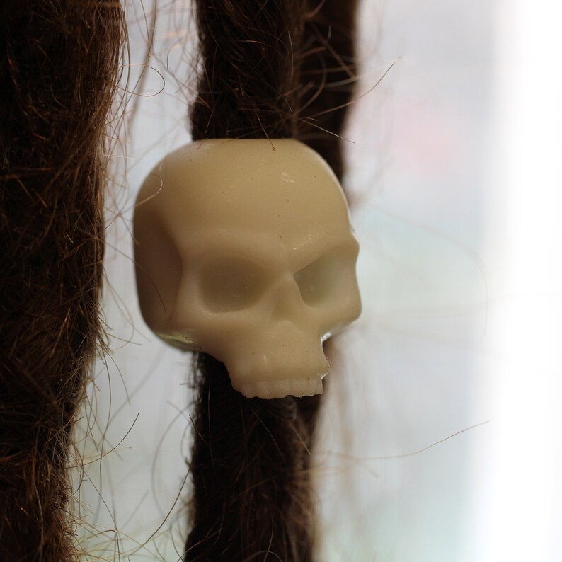 Dreadlock Accessories Skull Dreadlock Bead CUSTOM Bead Hole Dreadlock Jewelry Loc Beads Black or White is Paintable Paracord Beads