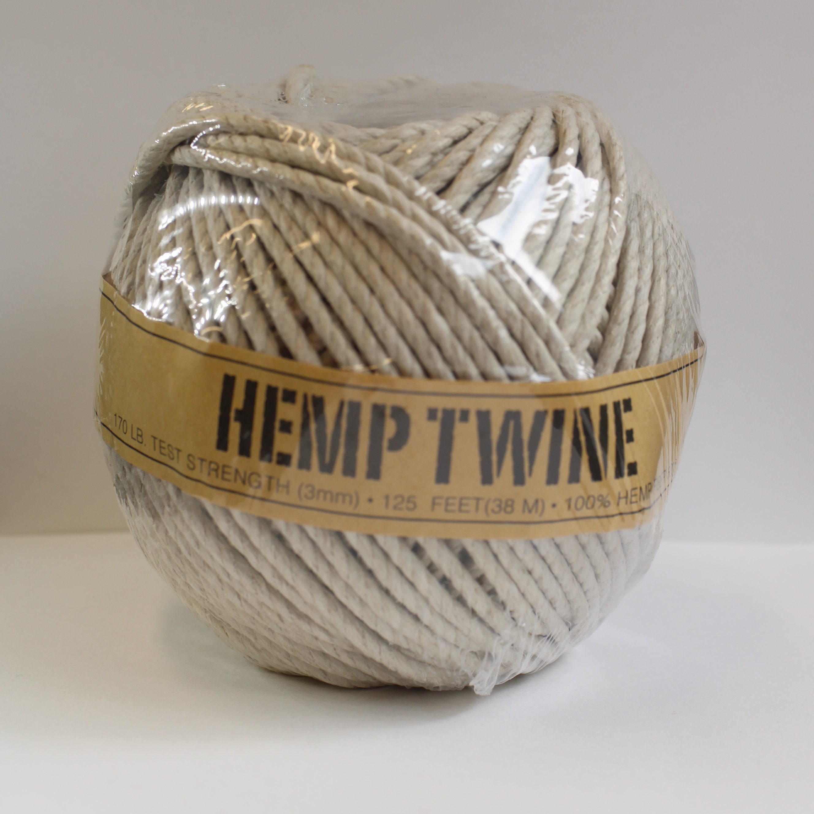 Hemp twine Natural 3mm 170lb test strength, Hemp Jewelry Supplies