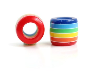 Rainbow Dread Beads - 6mm Bead Hole - Acrylic Dread Bead, Rainbow Dreadlock Bead, Dread Jewelry, Braid Beads, Dread Accessories