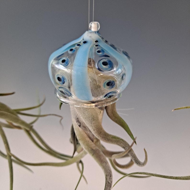 Colgador de plantas de aire con forma de medusa voladora y soporte para plantas de aire con forma de pulpo Light blue/ dark blue