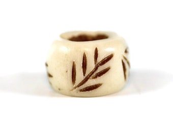 Leaf Bone Dread Bead // 10mm Bead Holes // Dreadlock Beads, Dread Jewelry, Dread Accessories, Large Hole Beads, Hair Beads