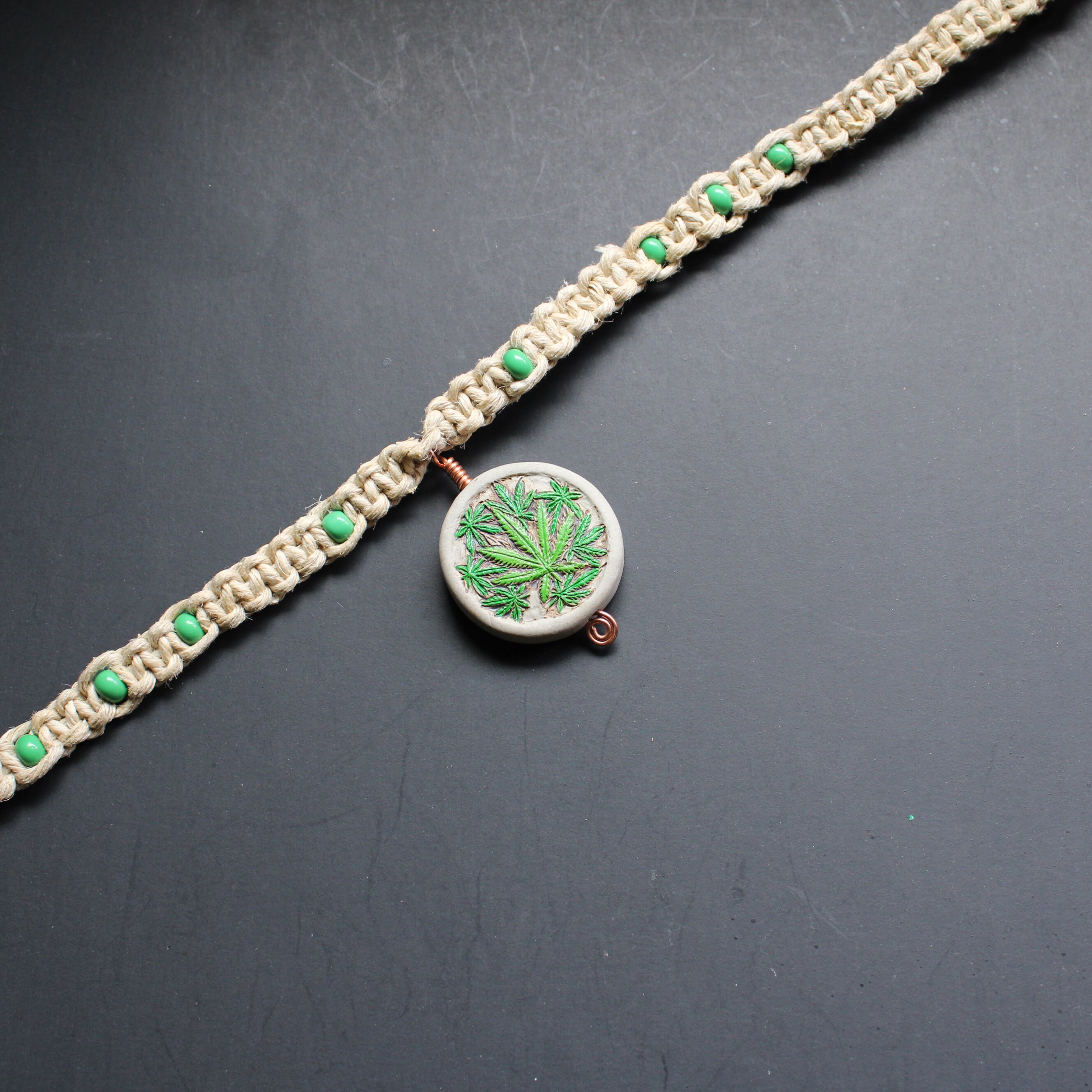 MArijuana Pendant Hemp Necklace Stoner Jewelry