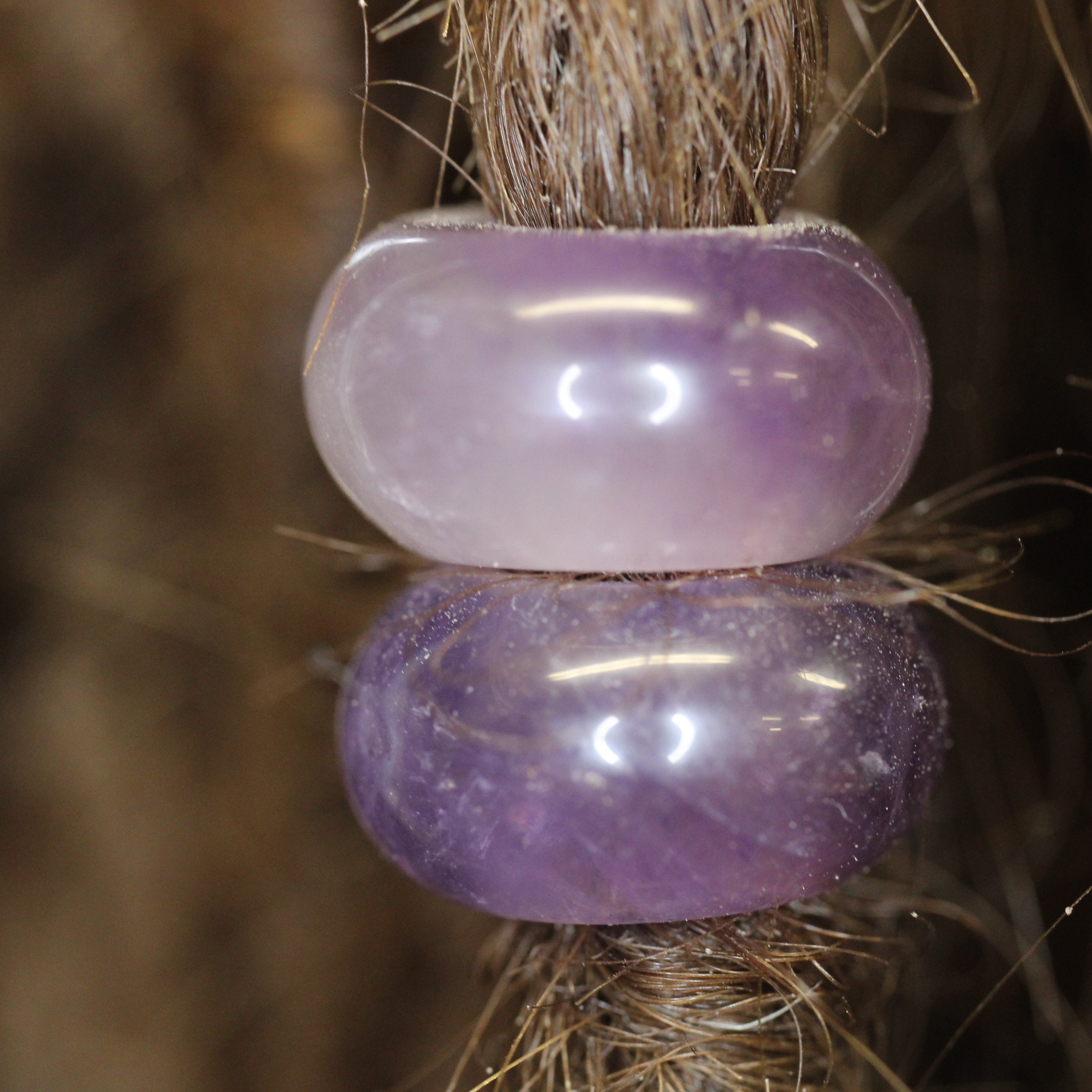 Purple Amethyst Dread lock Bead Set of 2 beads 6mm ID beads hole